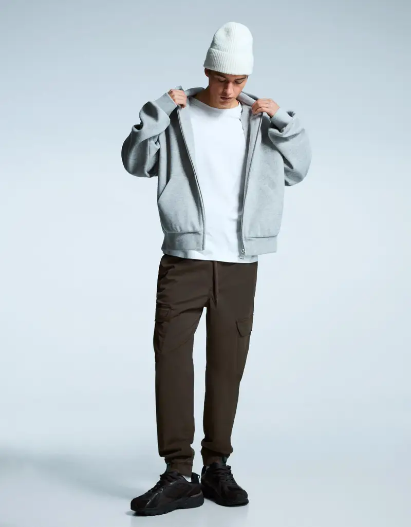 Pantaloni Jogger Fit Cargo Uomo Marrone