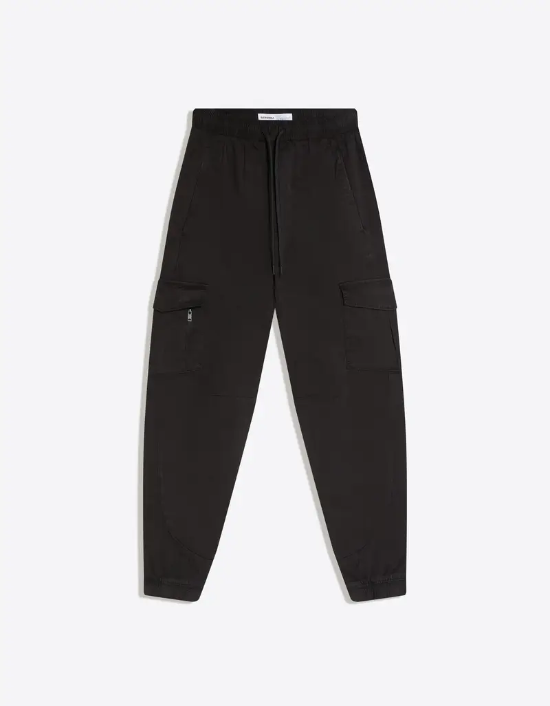 Pantaloni Jogger Fit Cargo Uomo Nero