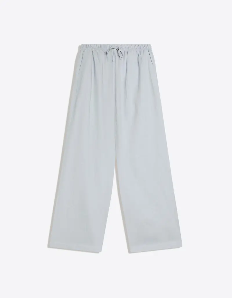 Pantaloni Misto Lino Con Elastico In Vita Donna Grigio