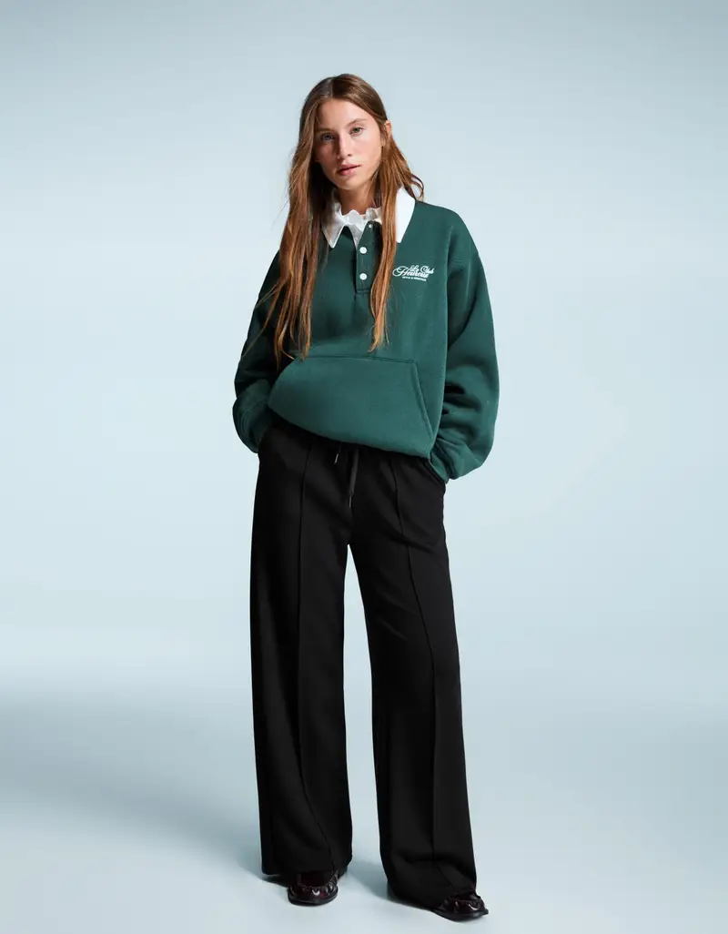 Pantaloni Snoopy Wide Leg Donna Nero