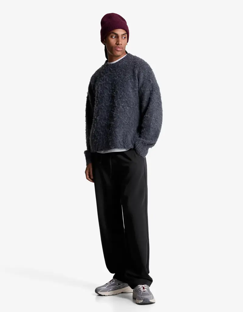 Pantaloni Straight Fit Jogger Fit Tailored Fit Uomo Nero