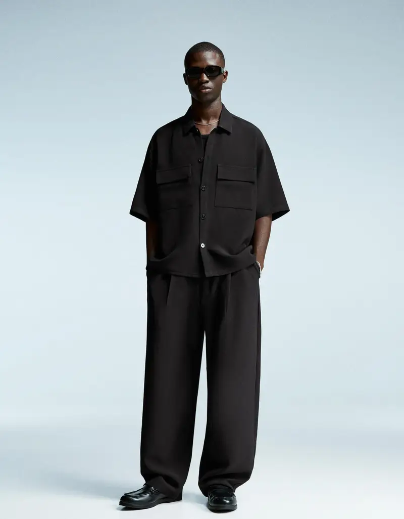 Pantaloni Super Baggy Fit Tailored Fit Uomo (Eu 34) Nero