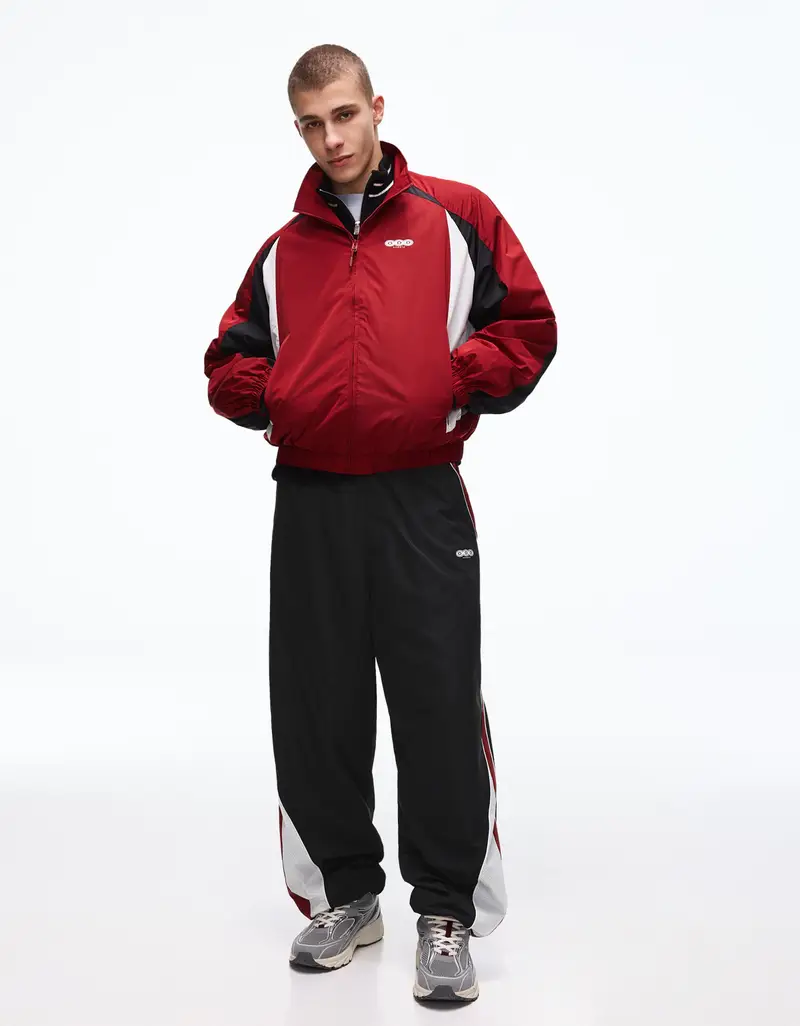 Pantaloni Super Baggy Fit Tecnici Sportivi Uomo Nero