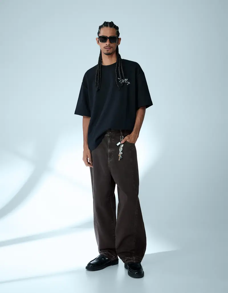 Pantaloni Super Baggy Fit Uomo Nero