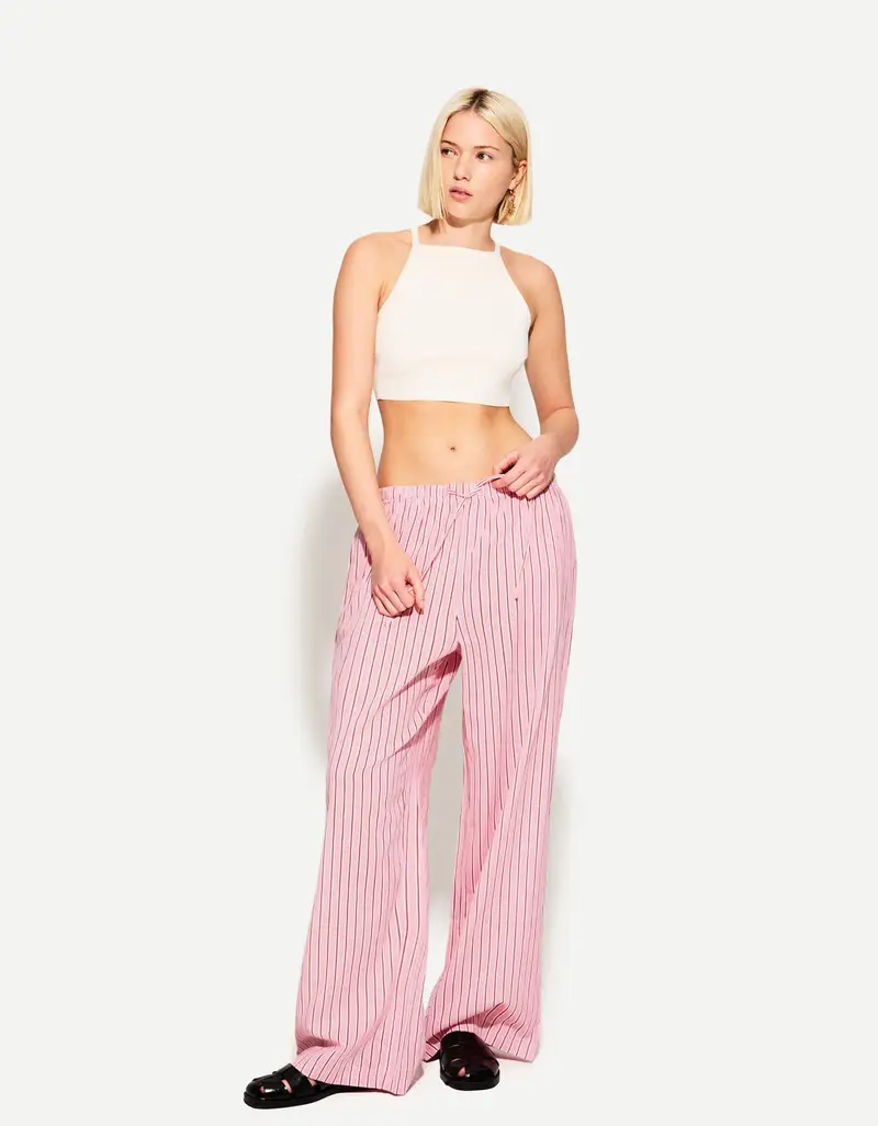 Pantaloni Wide Leg Donna Rosa