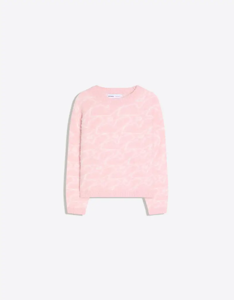 Pullover Girocollo Stampato Uomo Rosa