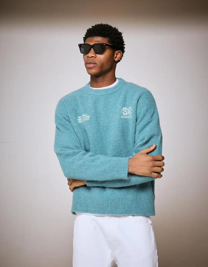 Pullover Girocollo Stampato Uomo Verde