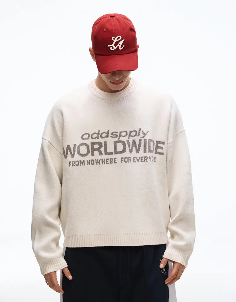 Pullover Jacquard Stampato Uomo Bianco Roto