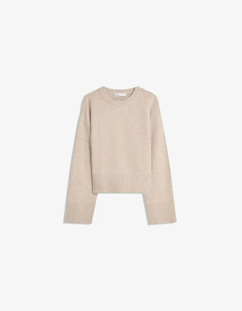 Bershka Pullover Oversize Fondo A Coste Donna Xs Sabbia