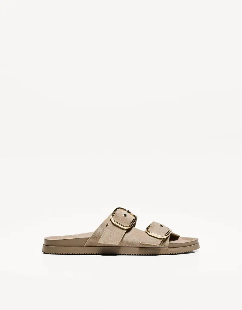 Bershka Sandali Bassi Con Fibbie Donna 40 Sabbia