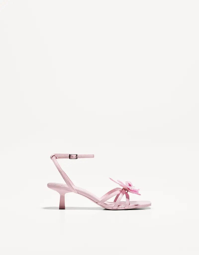 Sandali Kitten Heel Con Dettaglio Fiore Donna Rosa