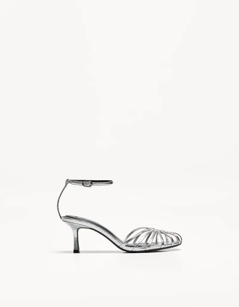 Bershka Sandalo Tacco Incrociato Donna 39 Argentato