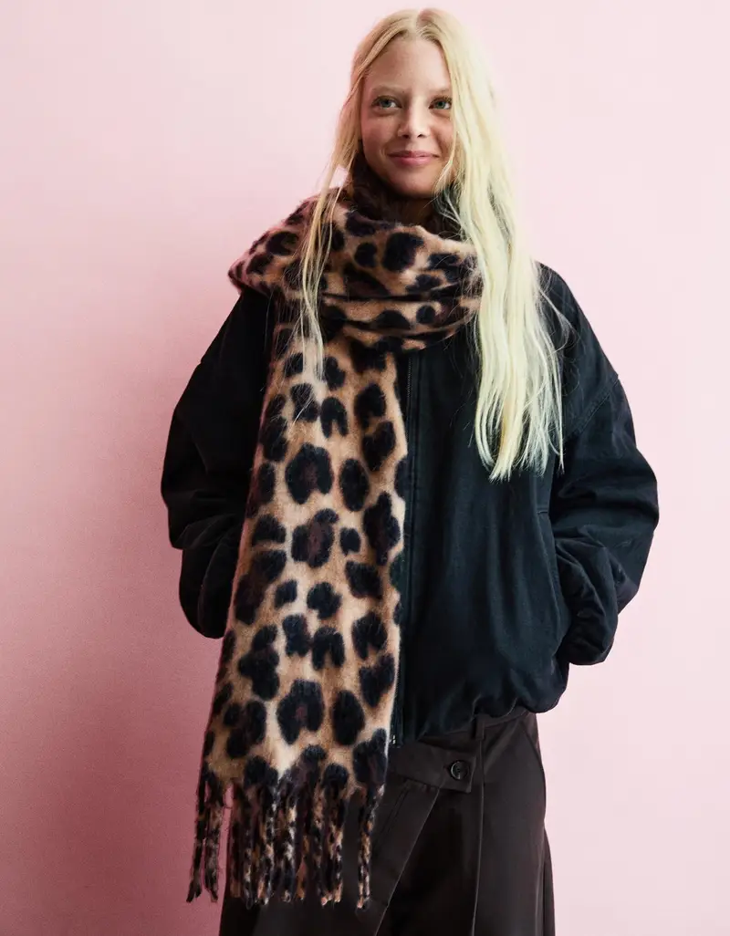 Sciarpa Stampa Animalier Donna Marrone