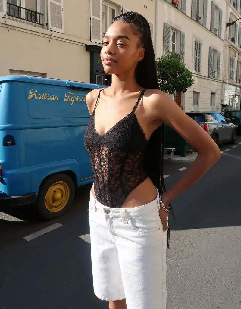 Bershka Shorts In Denim Baggy Donna 10-12 Bianco Roto