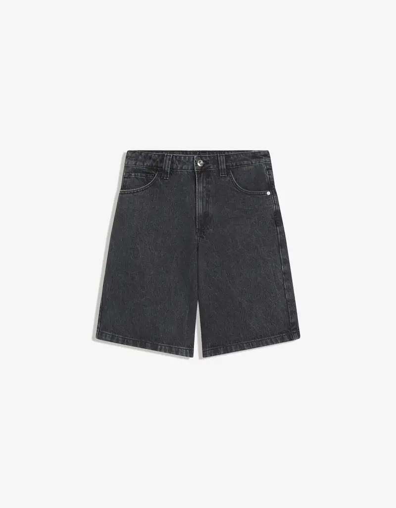 Shorts In Denim Baggy Fit Donna (Eur 32) Nero