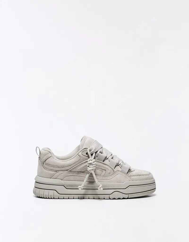 Sneakers Skate Suola Spessa Donna Grigio