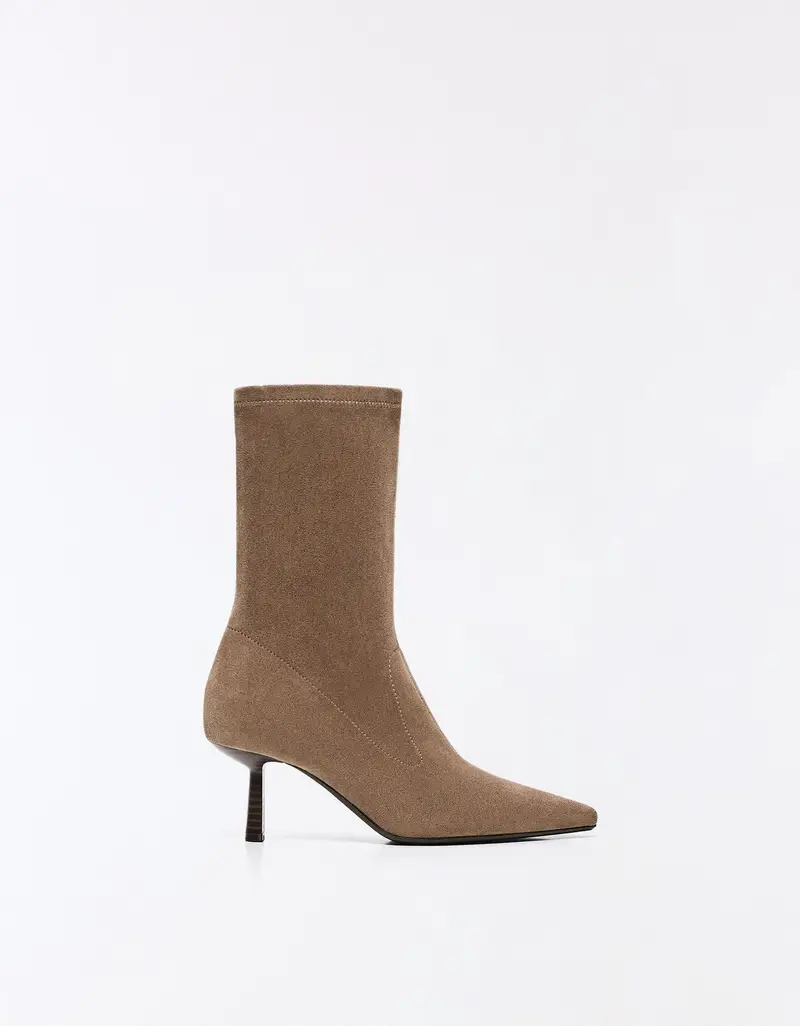Stivaletti Kitten Heel Aderenti Donna Taupe