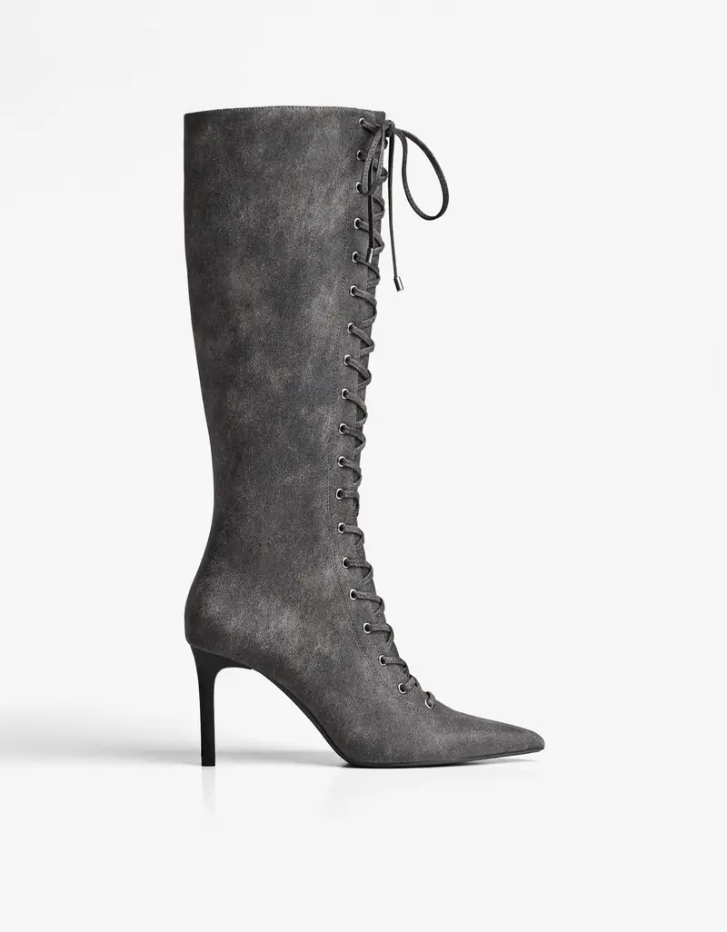 Bershka Stivali con tacco Donna Grigio 4176981