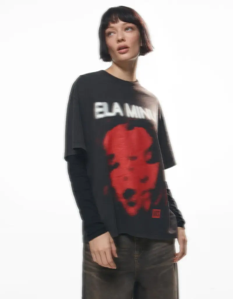 Bershka T-shirt Donna Grigio 3824550