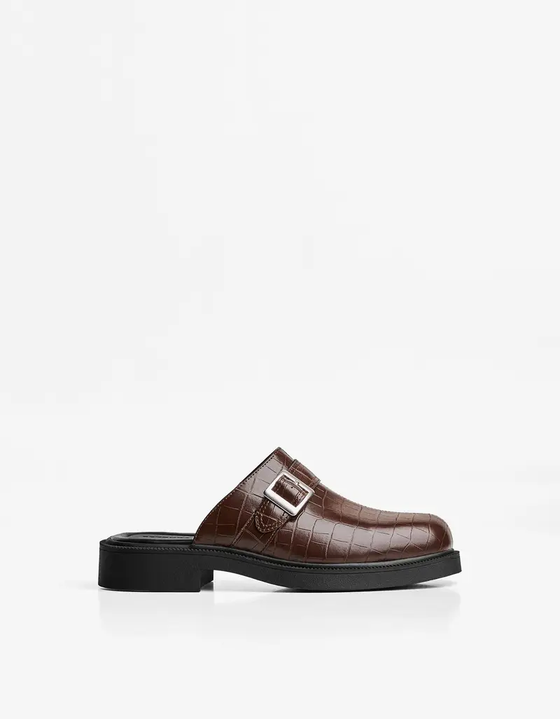 Bershka Zoccolo Con Fibbia Uomo 44 Serpente Print