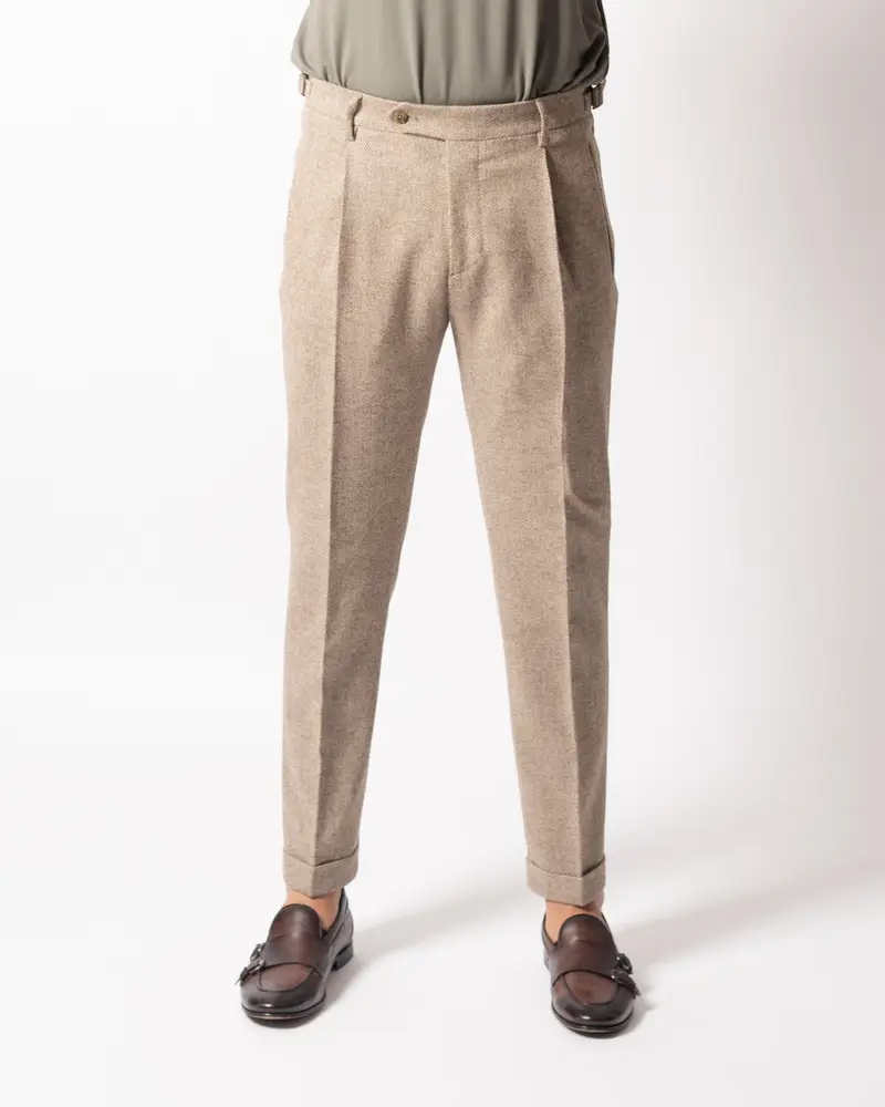 Pantalone Retro Spigato Fango Cammello