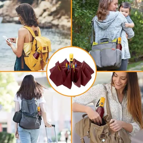 BESTKEE Ombrello Pieghevole, Ombrello Tascabile, Automatico Apri Chiudi, rivestimento in teflon 210T, 8 Stecche Costole miniatura 3