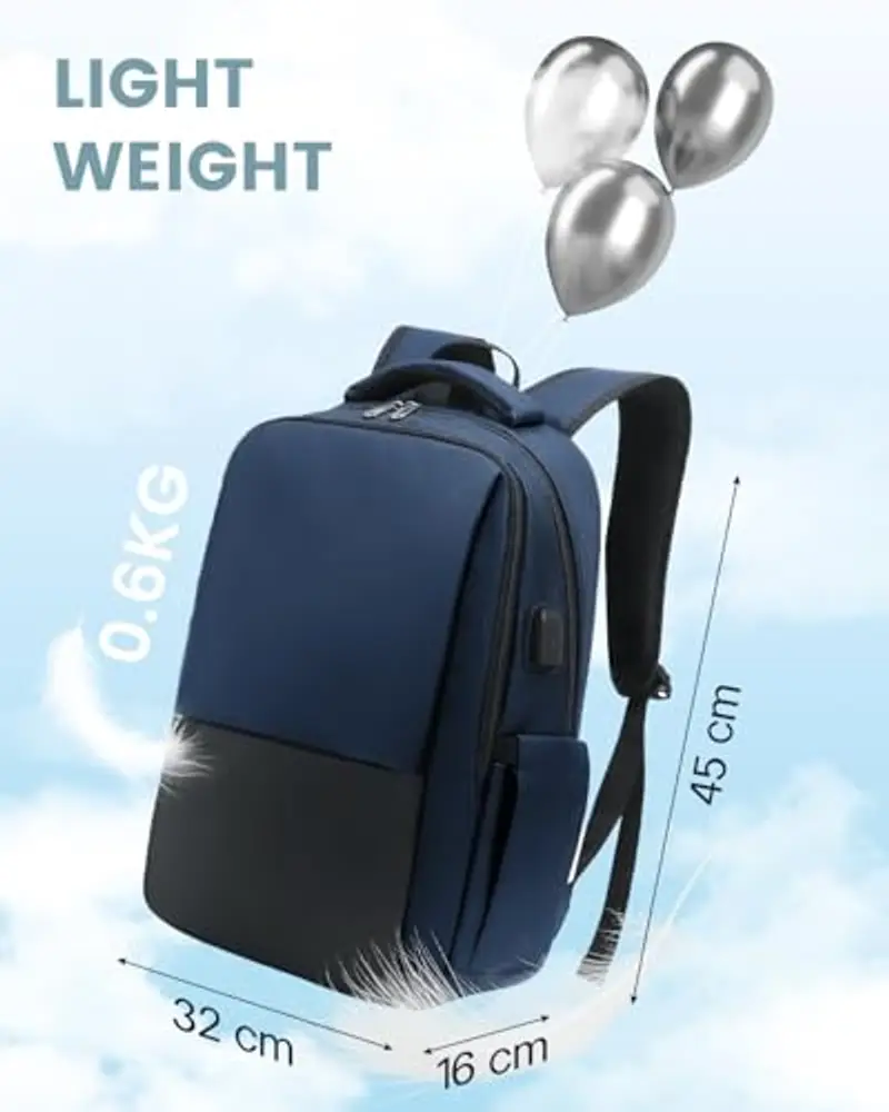 Besttravel Zaino Porta PC, Zaino PC Portatili con Anello antifurto, Zaino per Computer da 15.6 Pollici Notebook, Zaino per Laptop, Zaino Impermeabile da Uomo per Scuola, Lavoro o Viaggio-Blu miniatura 2