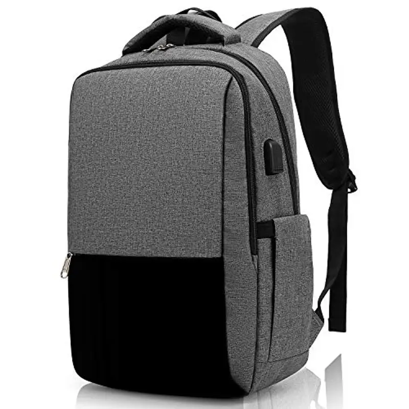 Besttravel Zaino Porta PC,Zaino PC Portatili con Anello antifurto,Zaino per Computer da 15.6 Pollici Notebook,Zaino per Laptop,Zaino Impermeabile da Uomo per Scuola,Lavoro o Viaggio-Grigio