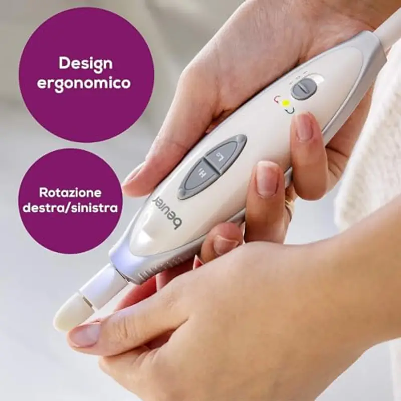 Beurer MP 41 - Fresa elettrica per Unghie con 7 Accessori Professionali per Manicure e Pedicure in zaffiro e feltro per accorciare, limare, modellare e curare unghie e cuticole, 4, 600 giri/min miniatura 3