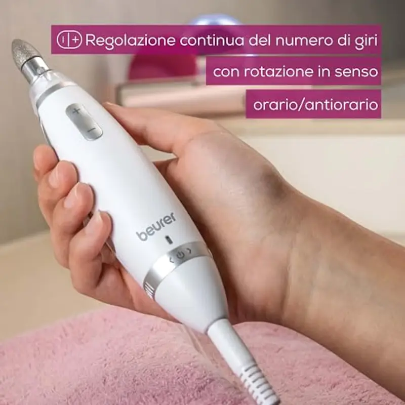 Beurer MP 52 Dispositivo elettronico Manicure E Pedicure, Fresa Elettrica Per Precisa Modellatura E Limatura Delle Unghie, Particolarmente Potente Fino A 15, 000 Giri/Min, Incl, 7 Accessori e custodia miniatura 2