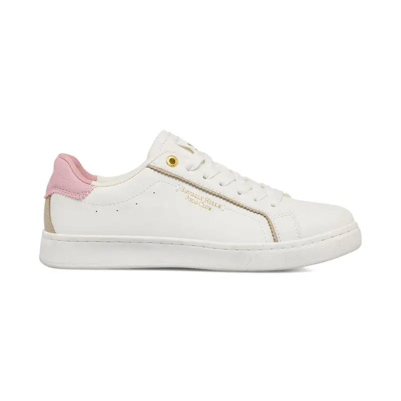 Sneakers bianche da donna con lacci e scritta logo