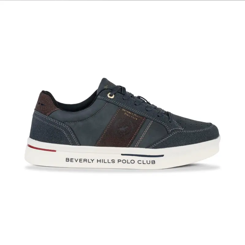 Sneakers blu da uomo con scritta logo laterale