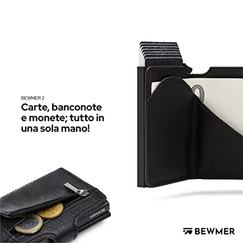 BEWMER Portamonete Uomo Nero 871055 miniatura 3