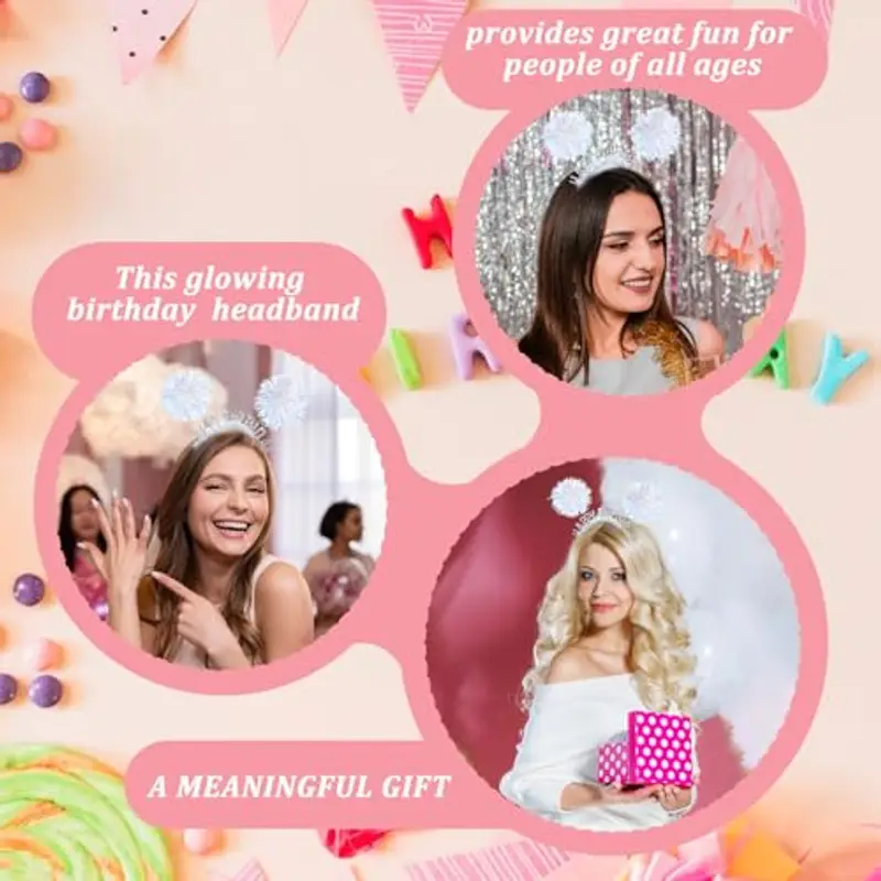 Bewudy Fascia per capelli con scritta "Happy Birthday", per donne, corona di compleanno, accessorio per cosplay, festa miniatura 2