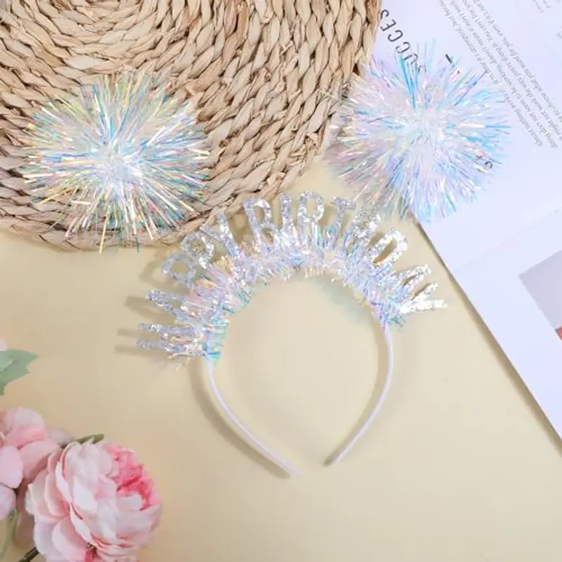 Bewudy Fascia per capelli con scritta "Happy Birthday", per donne, corona di compleanno, accessorio per cosplay, festa miniatura 3