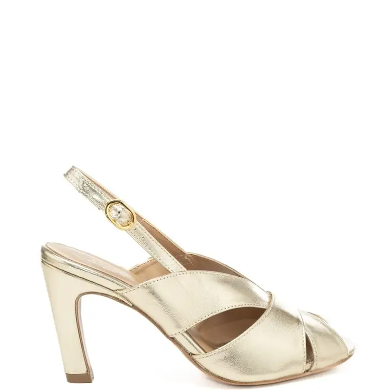 scarpe alte da donna in pelle con design semiaperto platino