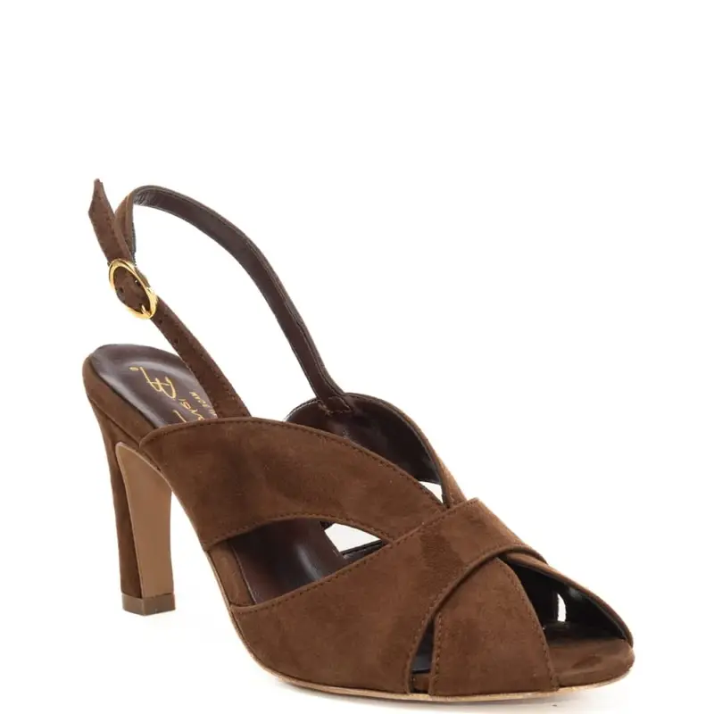 scarpe alte da donna in suede con design semiaperto cioccolato miniatura 2