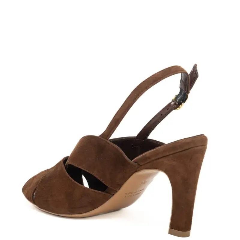 scarpe alte da donna in suede con design semiaperto cioccolato miniatura 3