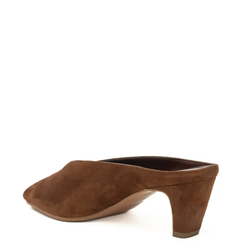 scarpe da donna in suede con design semi aperto cioccolato miniatura 3