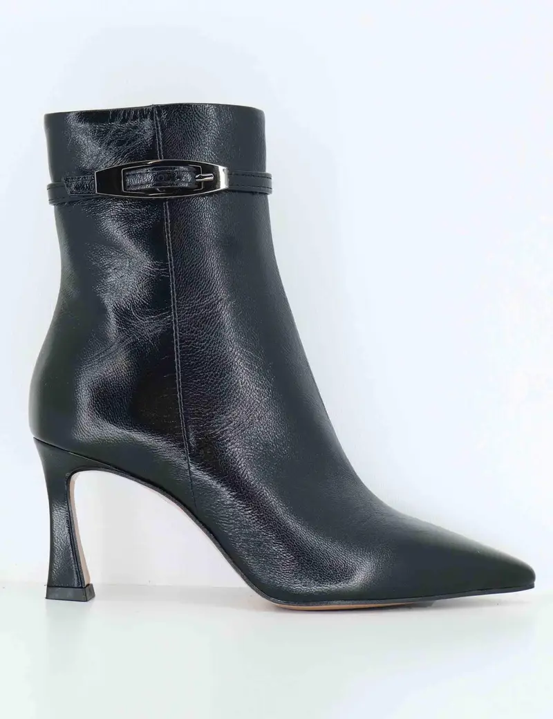 Stivaletti in pelle nera con tacco alto Donna R787 001
