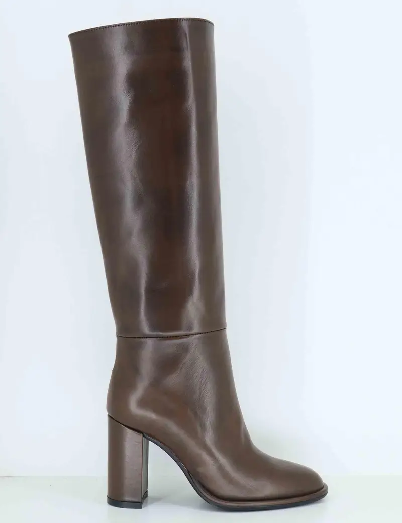 Stivali a tubo in pelle marrone Donna R2461 75