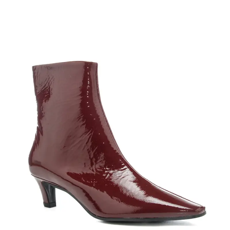 tronchetti da donna in pelle verniciata bordo miniatura 2