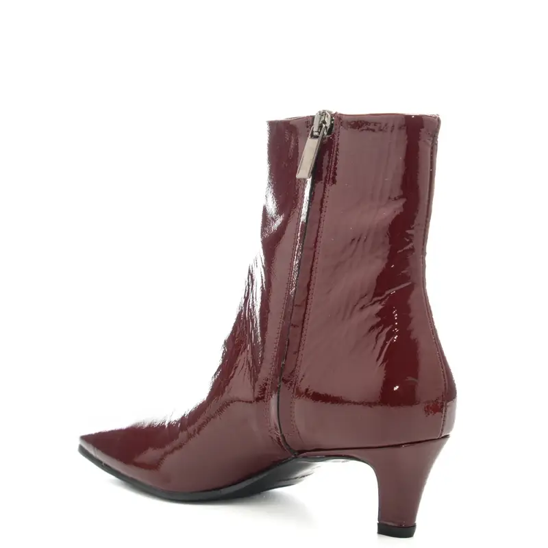 tronchetti da donna in pelle verniciata bordo miniatura 3