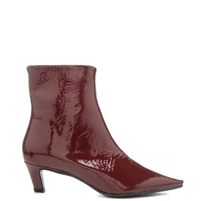 tronchetti da donna in pelle verniciata bordo