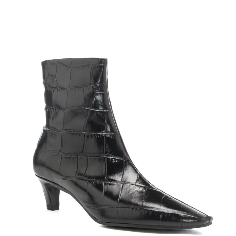 tronchetti da donna in pelle verniciata neri miniatura 2