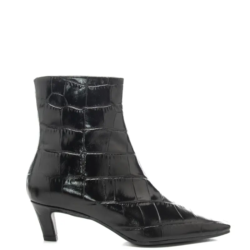 tronchetti da donna in pelle verniciata neri