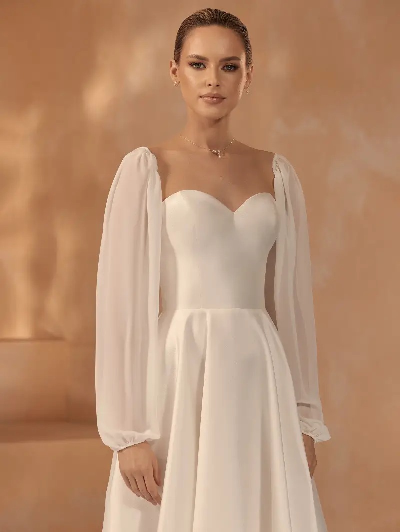 Bianco Evento R001 Maniche in tulle | Maat: L-XL