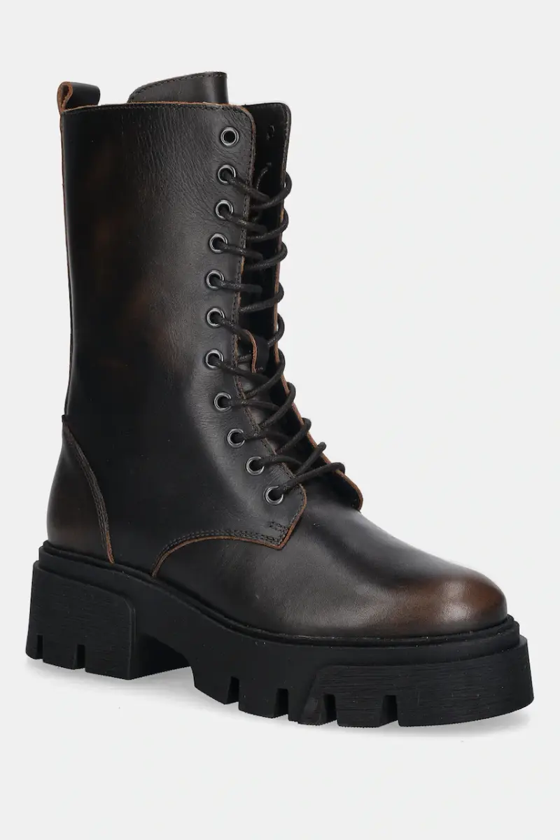 stivali da motociclista in pelle BIAMIA Marrone