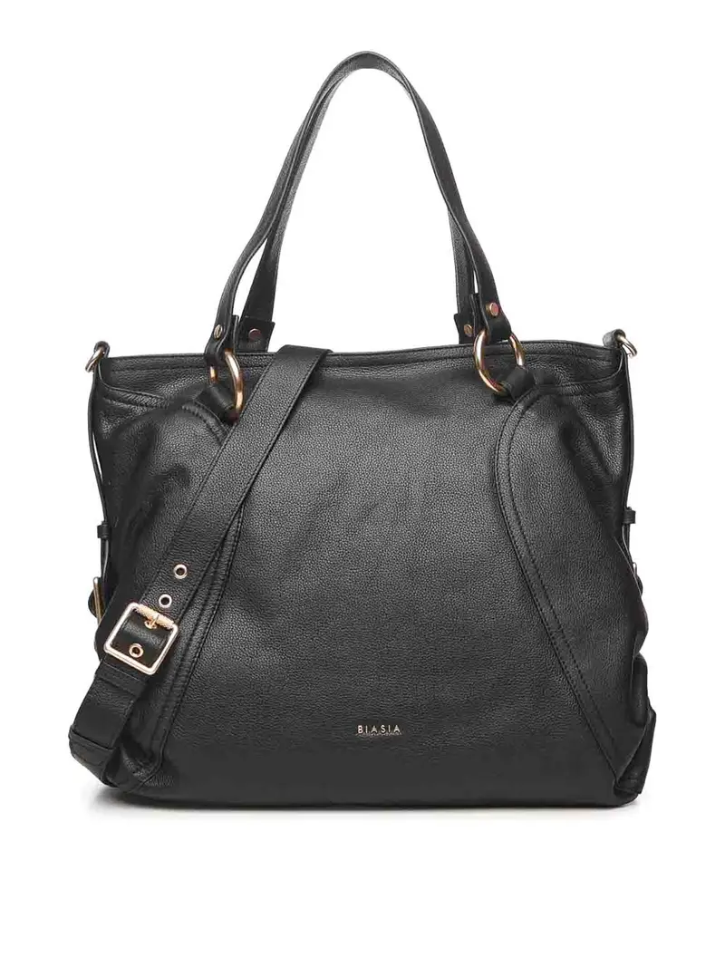 Borsa shopper in pelle intrecciata Nero