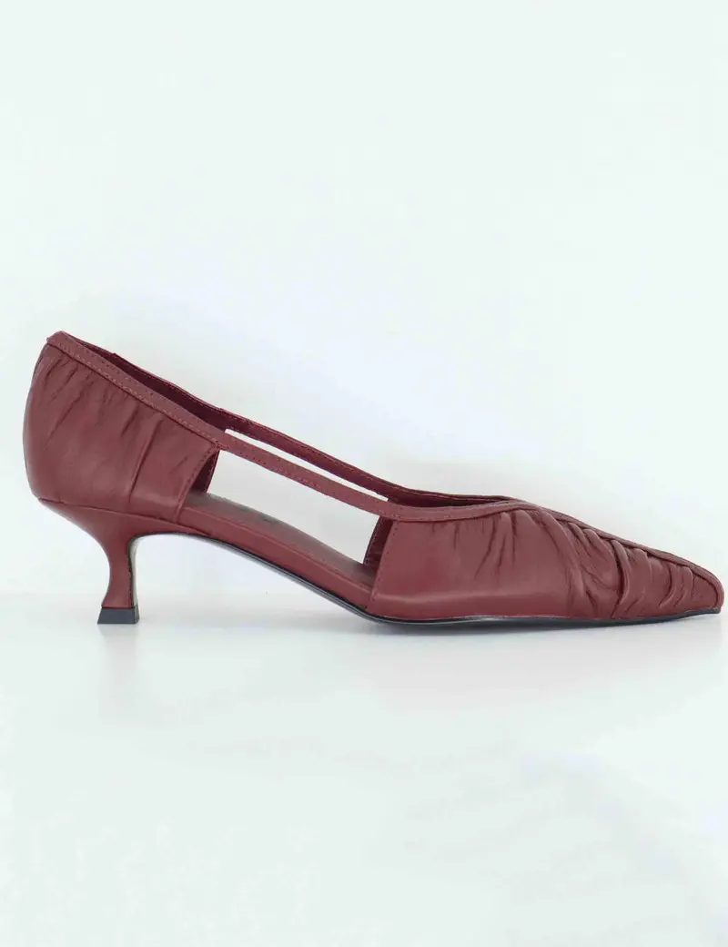 Decollete in pelle bordeaux plisse Donna 596Z10VK 40